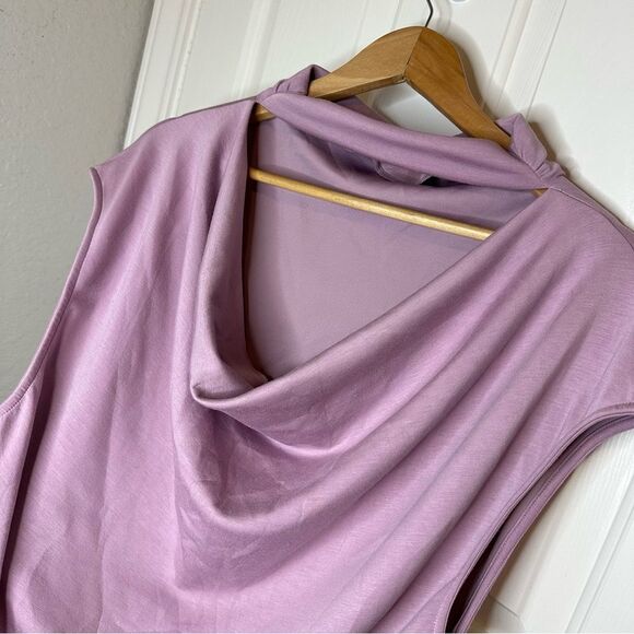 Free People Lilac Purple Amelie Mock Neck Cowl Back Mini Dress Sz S Chic Glam - Picture 5 of 9